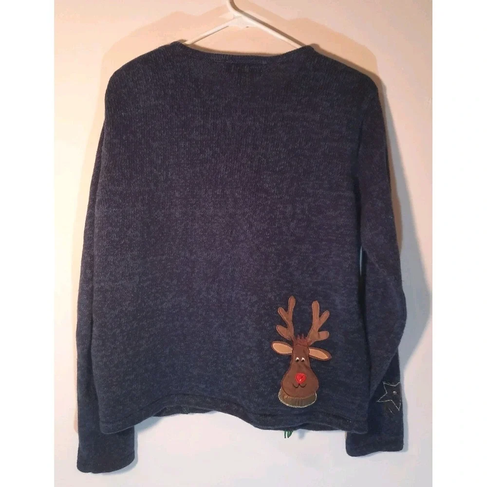 Christmas Cardigan Zip Up Women Size Large - Picture 3 of 8